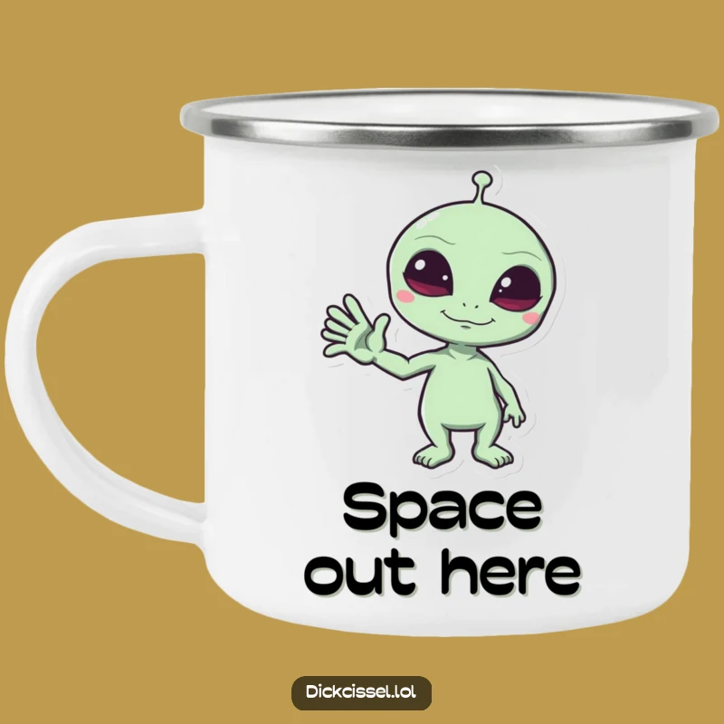 Funny Alien Wave Camping Mug - Adventure-Ready Space Drinkware, Perfect Funny Gift!