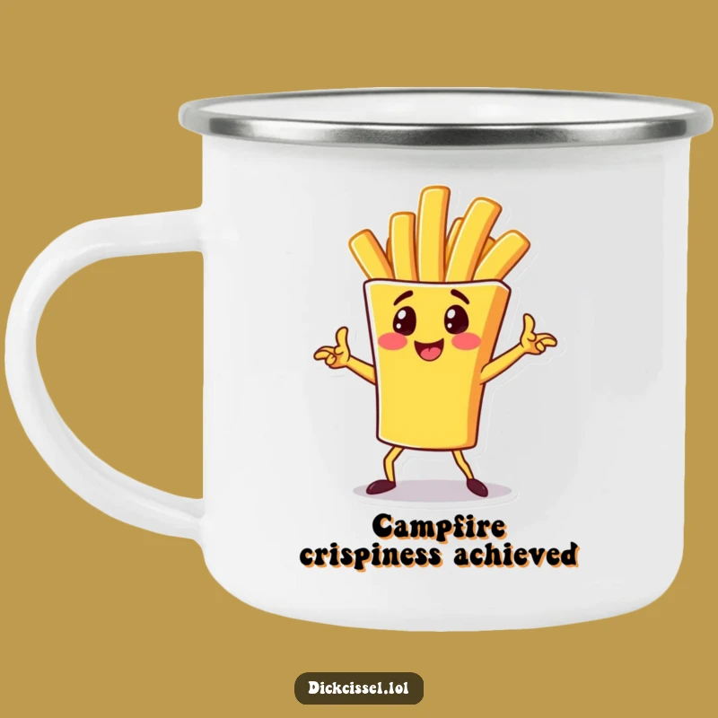 Funny French Fry Pose Camping Mug: Durable Spud Action, Ideal Funny Gift