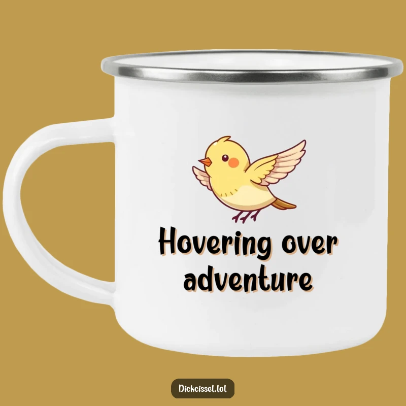 Funny Hovering Bird Camping Mug: Adventure with Energetic Flair