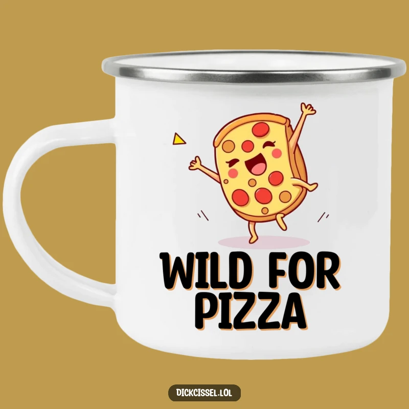Funny Pizza Cartwheel Camping Mug - Enjoy Coffee with Celebratory Cheer