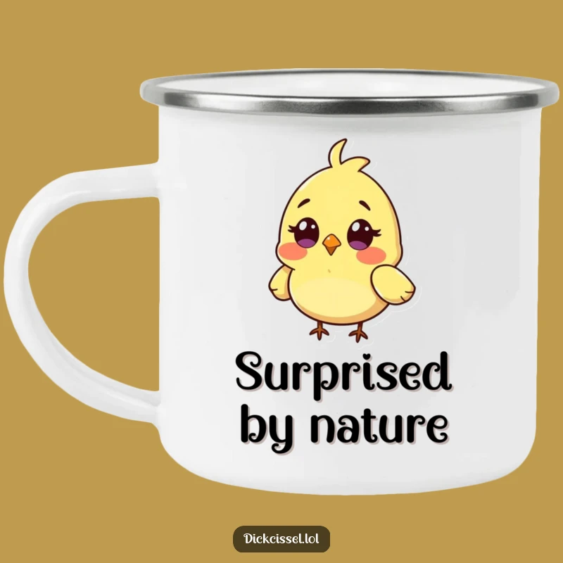 Funny Surprised Bird Camping Mug: Durable Tiny Character Cup, Perfect Outdoor Funny Gift