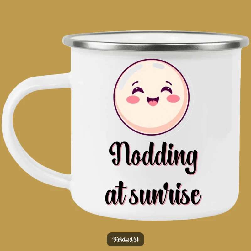 Funny Candy Button Nod Camping Mug: Agreeable Sips Outdoors, Unique Funny Gift