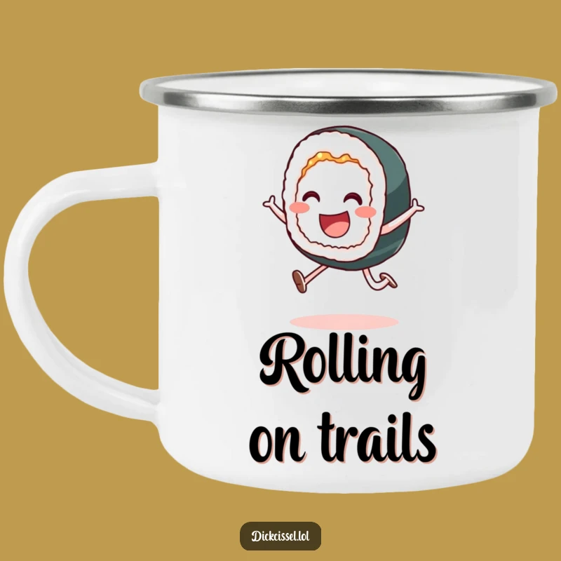 Funny Sushi Leap Camping Mug: Enjoy Drinks with Playful Spirit Outdoors