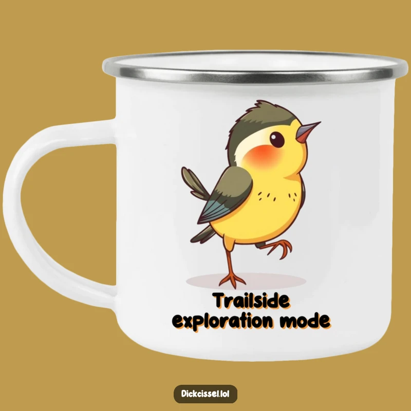 Curious Dickcissel Bird Camping Mug: Your Playful Outdoor Companion