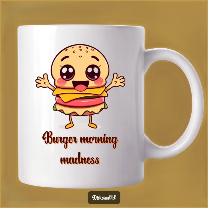 Funny Burger Googly Eyes Mug - Happy Character Gift for Fun Lovers