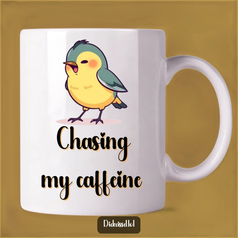 Funny Pecking Dickcissel Mug: Excited Bird Character, Perfect Focused Funny Gift