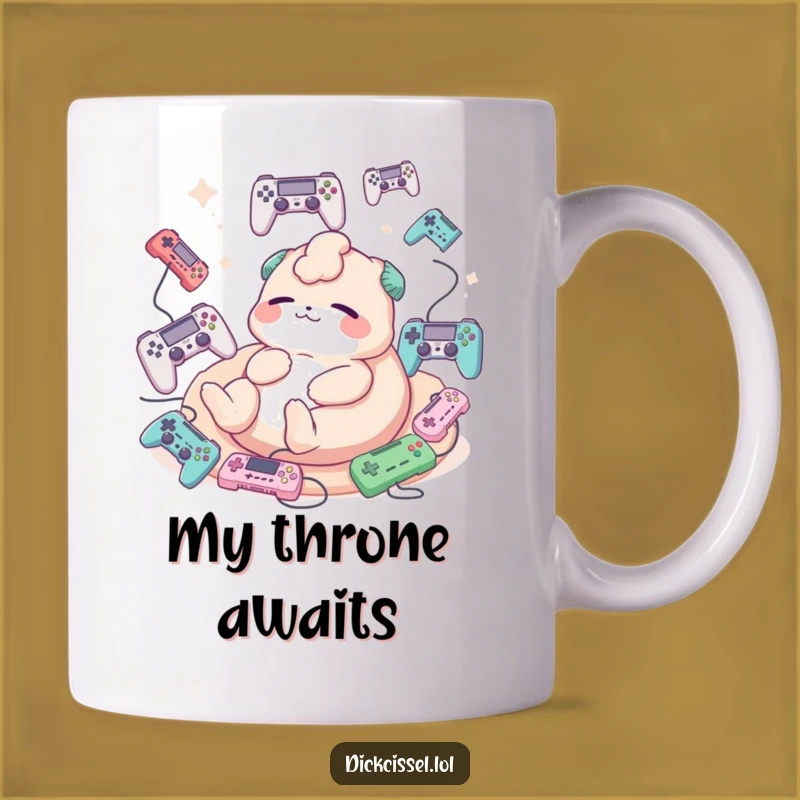 Funny Relaxing Gamer Mug: Creature Lounging with Controllers - Chill Gift!