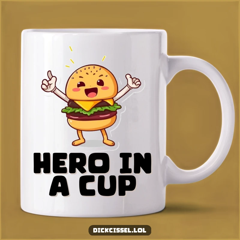 Funny Burger Hero Mug: Fuel Your Mornings with a Smile, Perfect Funny Gift