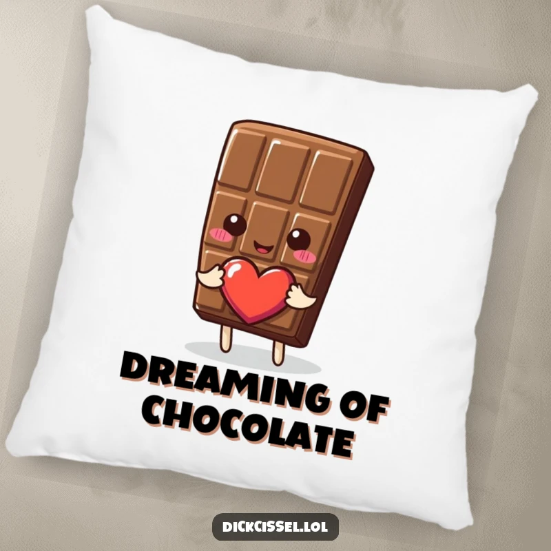 Funny Pillow designed with a generous chocolate piece offering a heart, perfect for adding a touch of love and comfort.