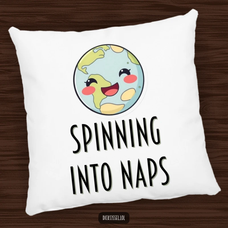 Funny happy planet pillow featuring a smiling planet in a playful spin, offering soft comfort and laughs.