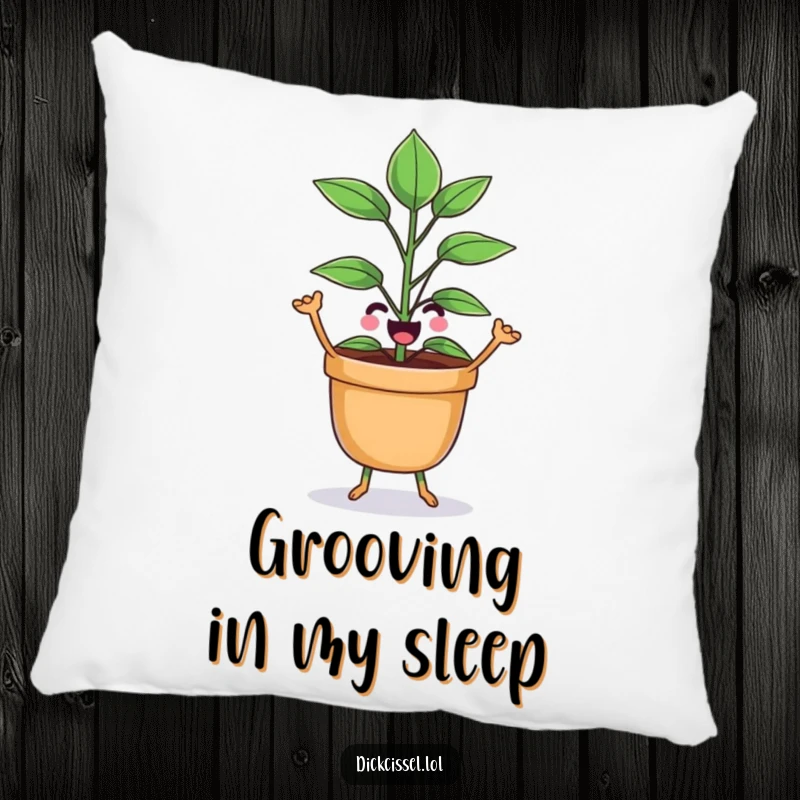 Cozy funny potted plant character doing a happy dance, perfect for adding a playful and comfortable accent.