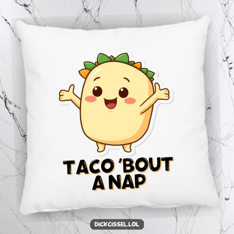 Funny taco pillow, smiling character with open arms, providing cozy comfort and playful decor. A charming accent piece for taco lovers.