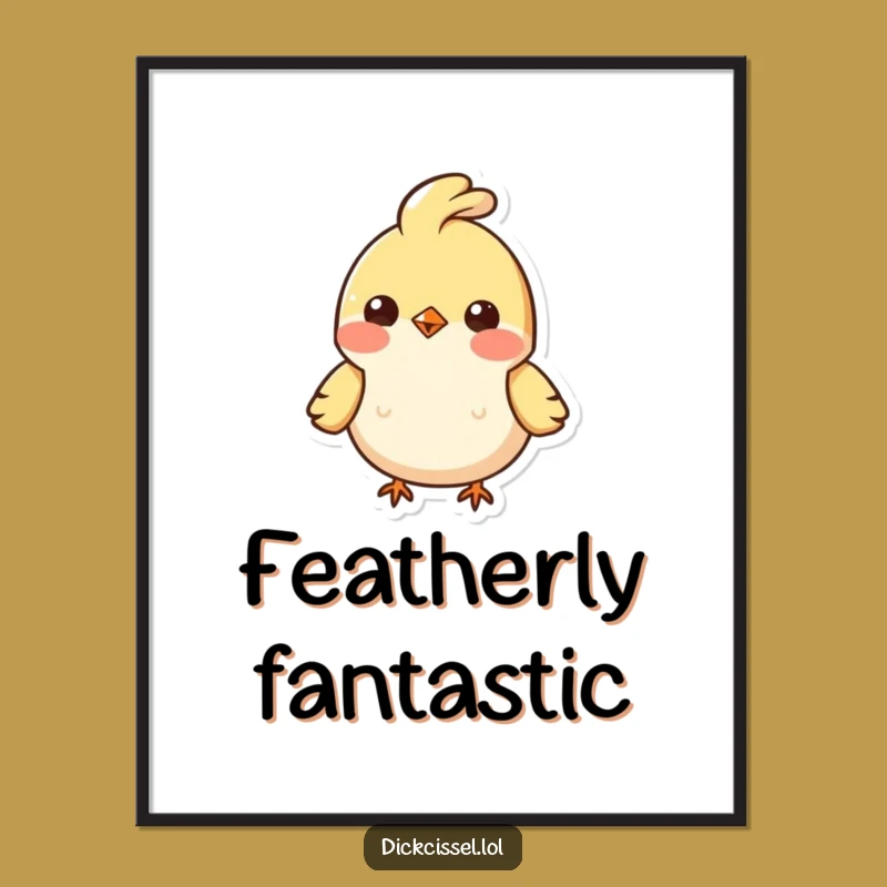 Funny Bobbing Bird Digital Art: Cheerful Feather Tuft Character Print, Instant Funny Gift Download