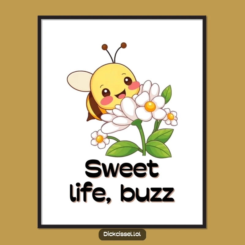 Funny Bee Flower Buzz Digital Art - Hilarious Instant Decor for a Cheerful Home