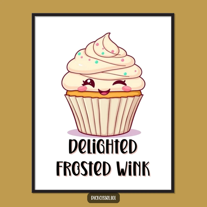 Funny Cupcake Wink Digital Art: Instantly Download Sweet Playful Wall Decor