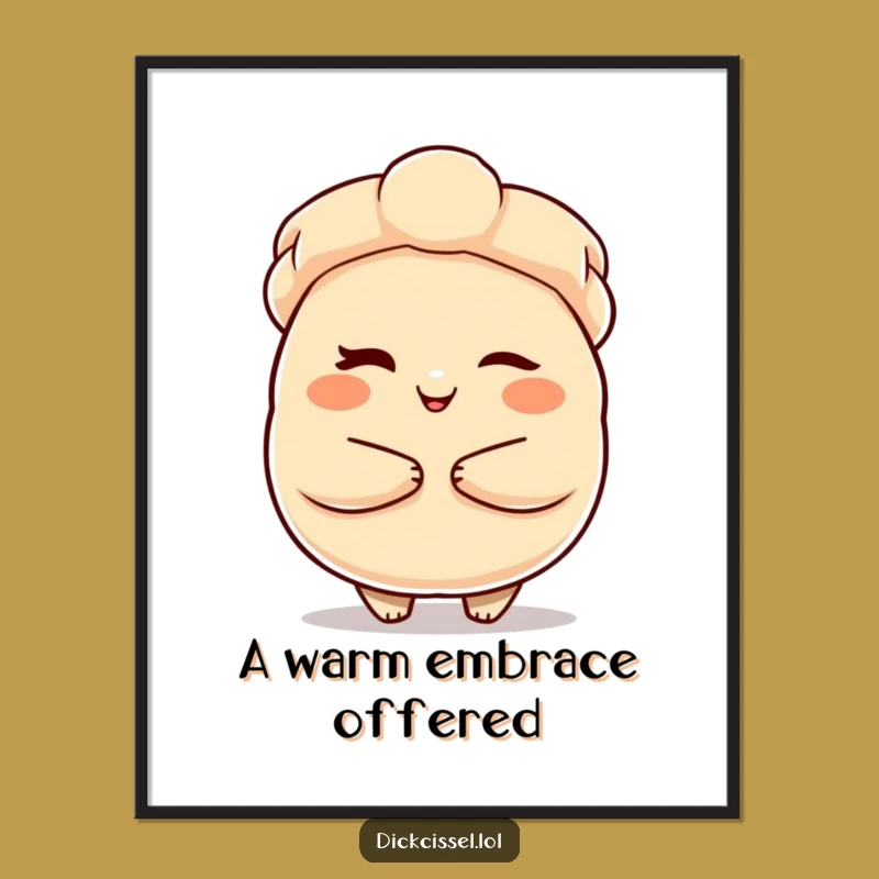 Funny Dumpling Hug Digital Art: Winking Comfort Design, Ultimate Funny Gift
