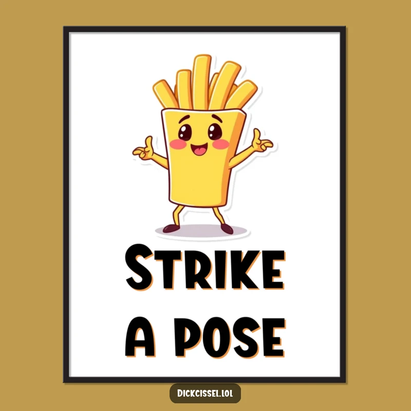 Funny French Fry Pose Digital Art: Dynamic Spud Design, Ultimate Funny Gift
