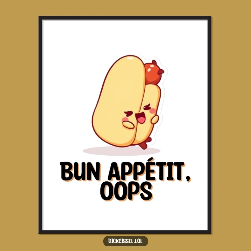 Funny Hot Dog Tripping Digital Art Print: High-Resolution Humorous Wall Decor
