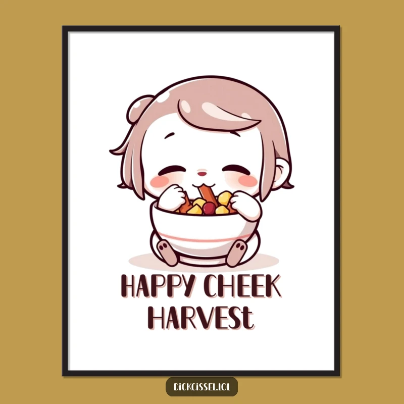 Funny Snack Digital Art: Stuffed Cheeks Download, Foodie Decor Gift