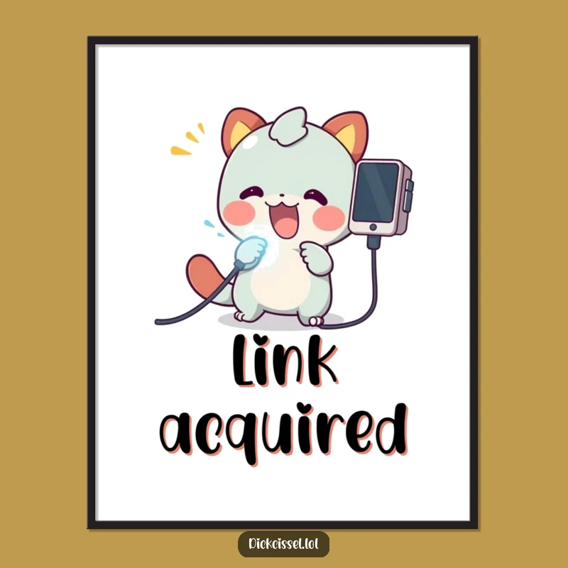 Funny Tech Digital Art: Creature Plugging Glowing Cable - Instant Geek Decor!