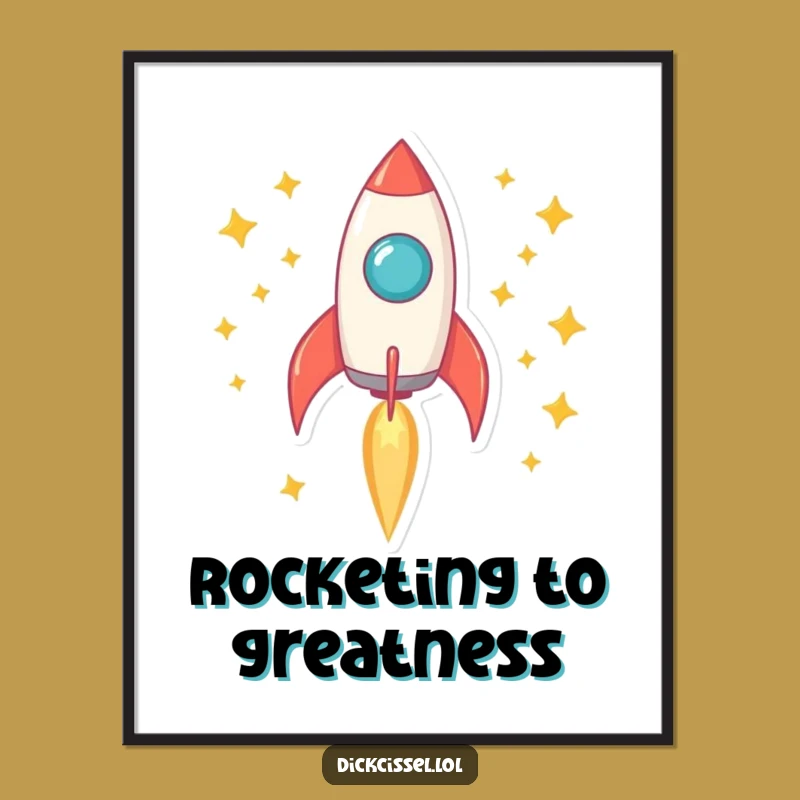 Funny Rocket Blast-Off Digital Art: Instant Cosmic Excitement for Your Walls