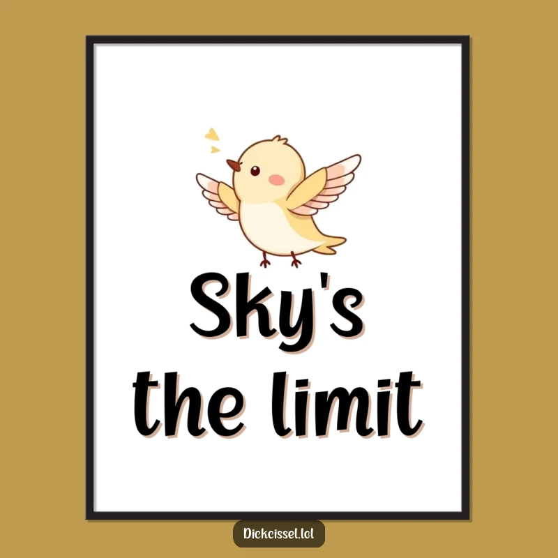 Funny Tiny Bird Flying Digital Art - Instant Joyful & Humorous Gift