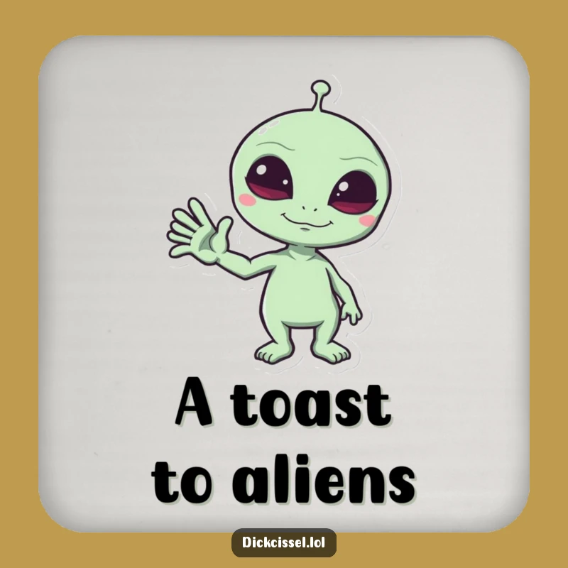 Funny Alien Wave Drink Coaster - Protect Surfaces with Space Charm, Perfect Funny Gift!