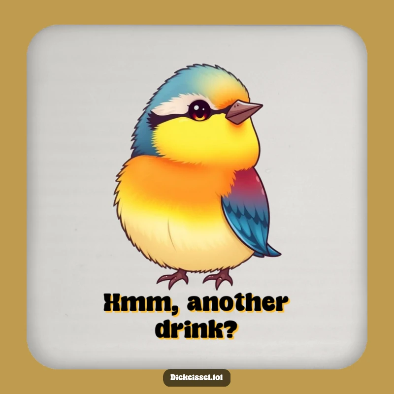 Funny Curious Plump Bird Coaster: Vibrant Head Tilt Protection, Humorous Gift