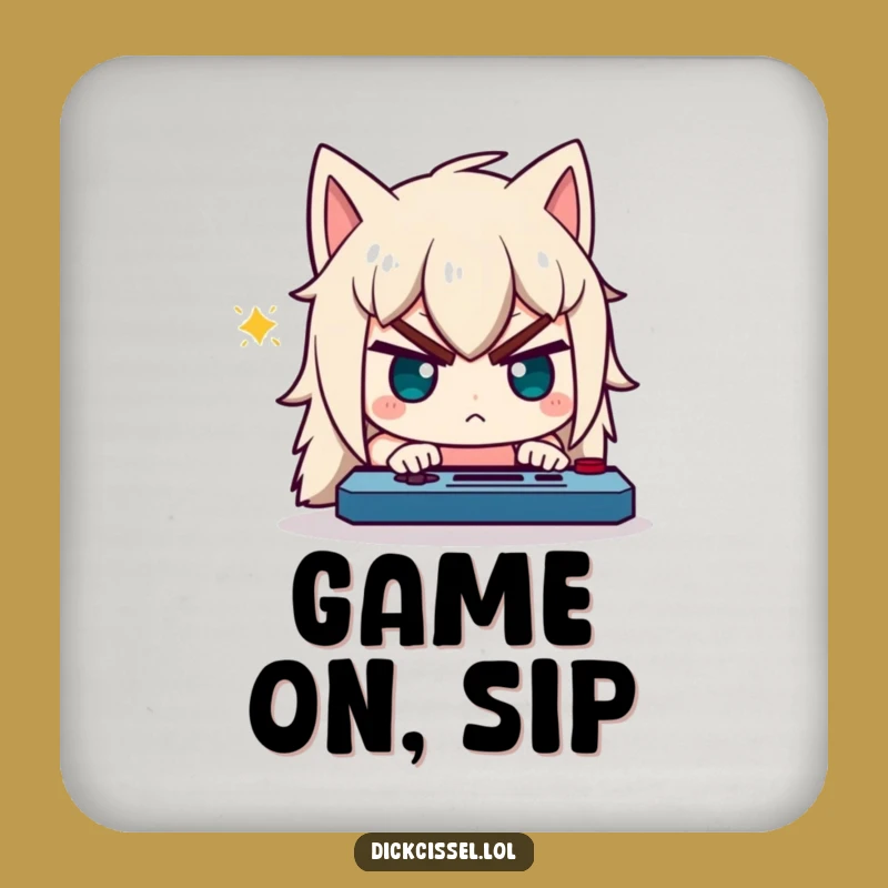 Funny Gamer Coaster: Determined Character Focus - Protect Surfaces Hilariously!