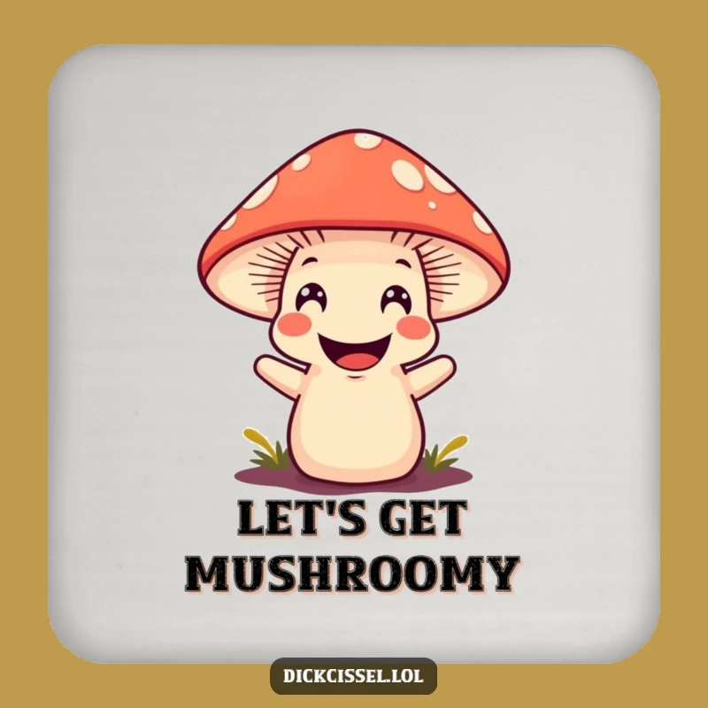 Funny Mushroom Grin Coaster - Protective Woodland Table Art Gift