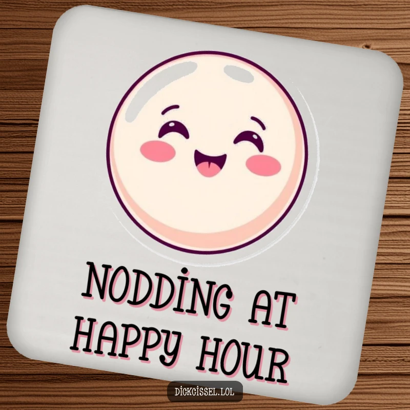 Funny Drink Coasters featuring a smiling candy button giving an enthusiastic nod, perfect for adding positivity and protection.