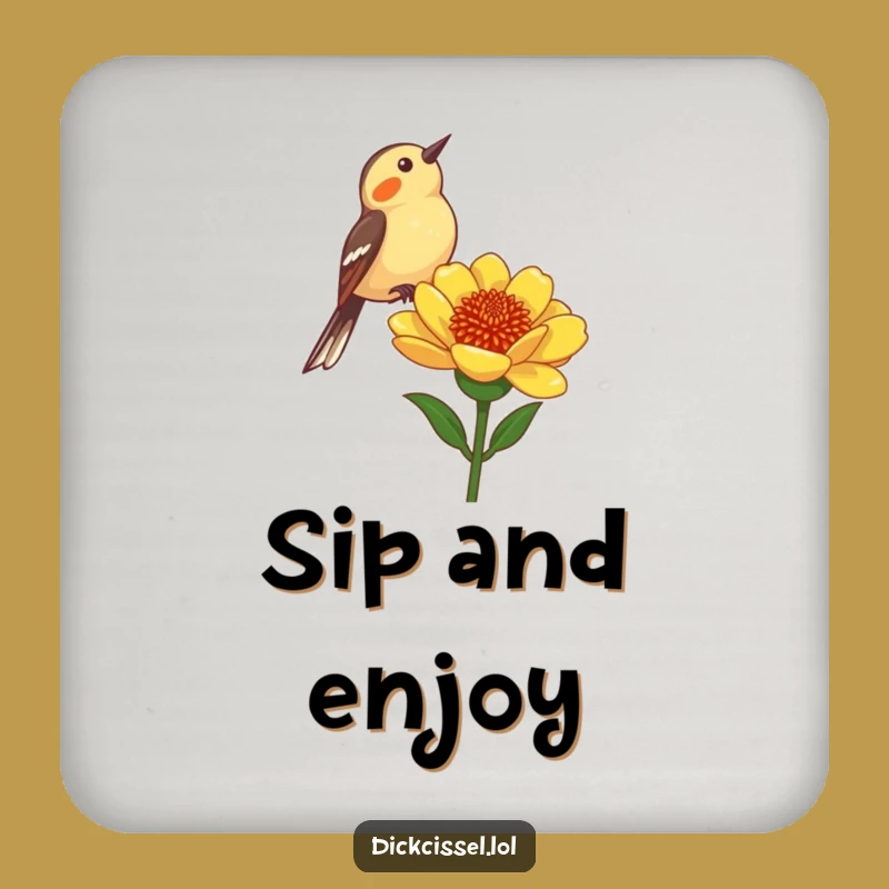 Funny Dickcissel Bird Drink Coaster: Protect Surfaces with This Whimsical Bird Design