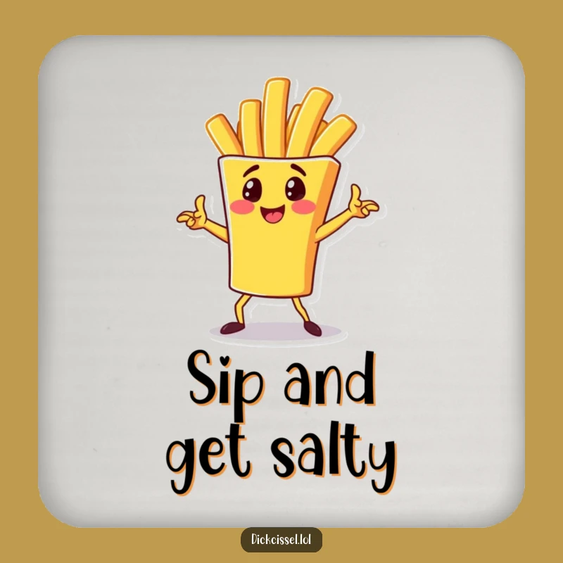 Funny French Fry Pose Coaster: Cheerful Spud Protection, Perfect Funny Gift