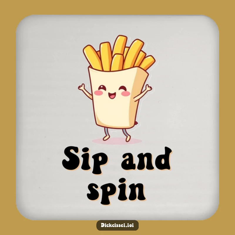 Funny French Fry Twirl Drink Coaster: Protect Surfaces with Playful Charm, Ideal Funny Gift