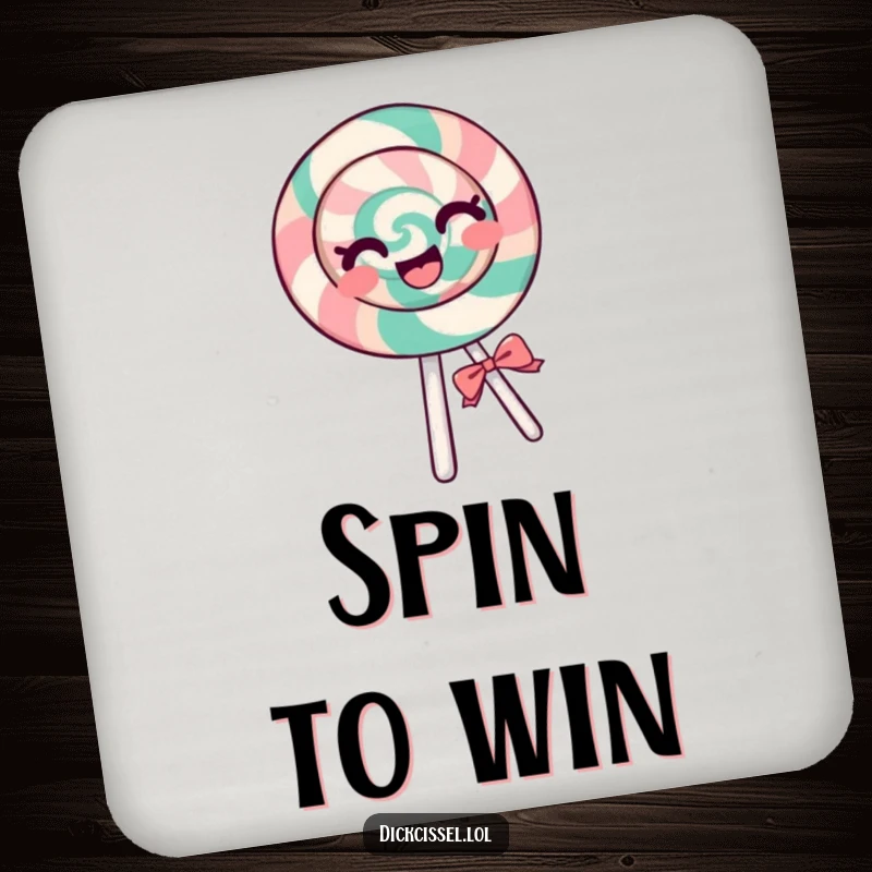 Funny lollipop coasters showcasing a cheerful lollipop spinning with pure glee, perfect for adding joyful flair to any drink setting.