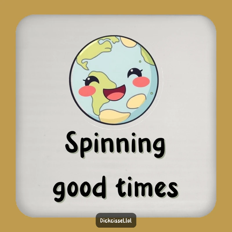 Funny Happy Planet Drink Coaster: Protect Surfaces with Cosmic Fun