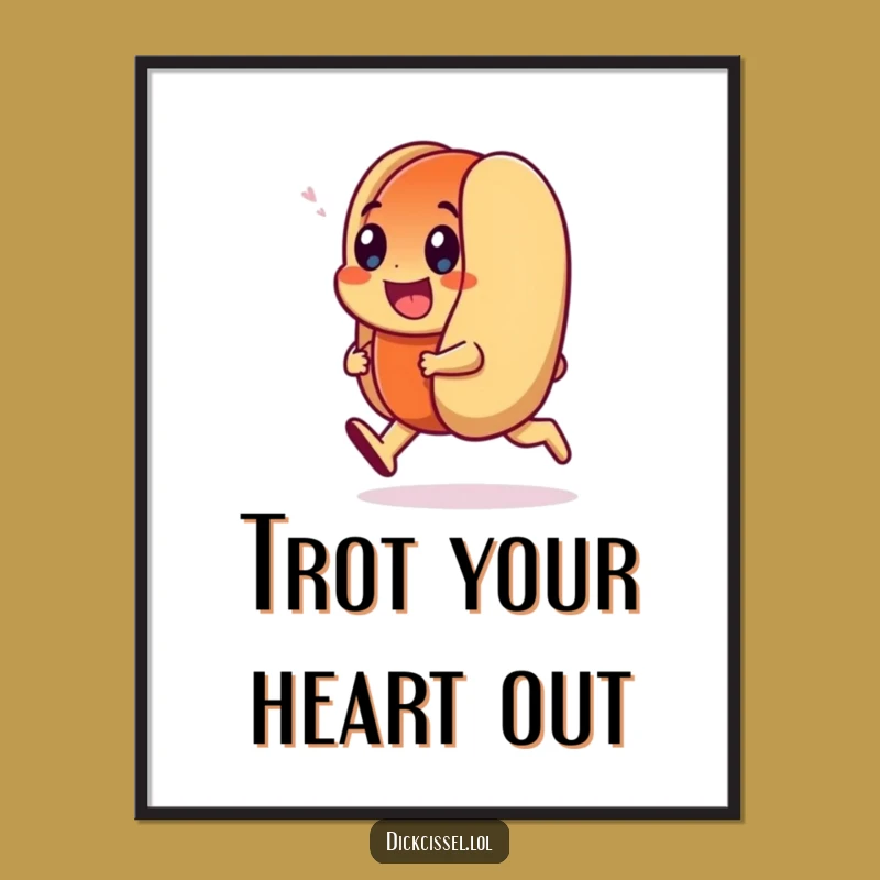 Funny Hot Dog Trot Poster: Happy Wiener Art, Ideal Funny Gift