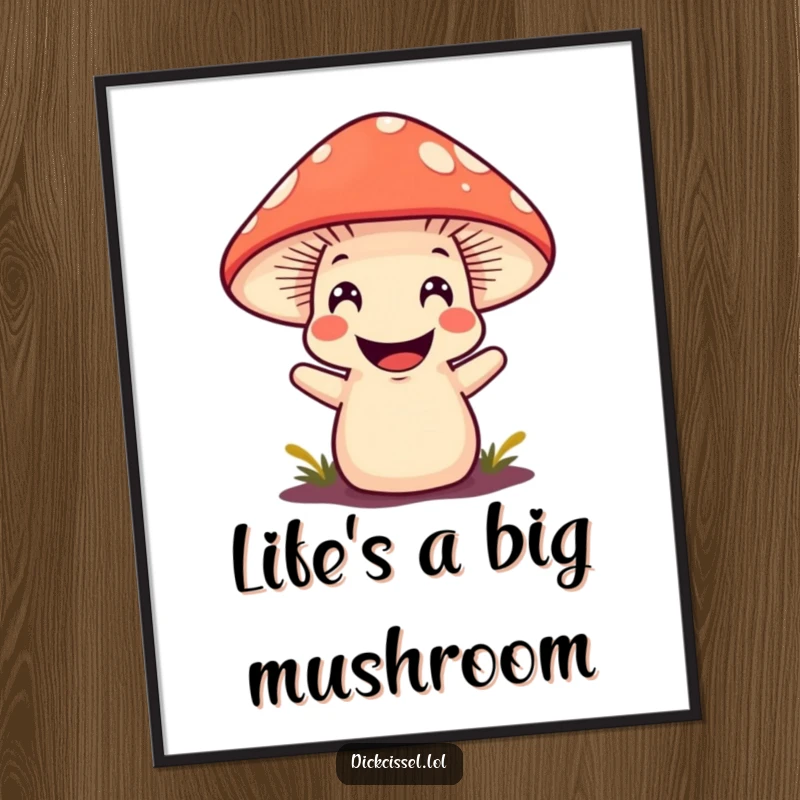 Funny mushroom character with a wide grin, emerging with playful charm, perfect for adding whimsical woodland art.