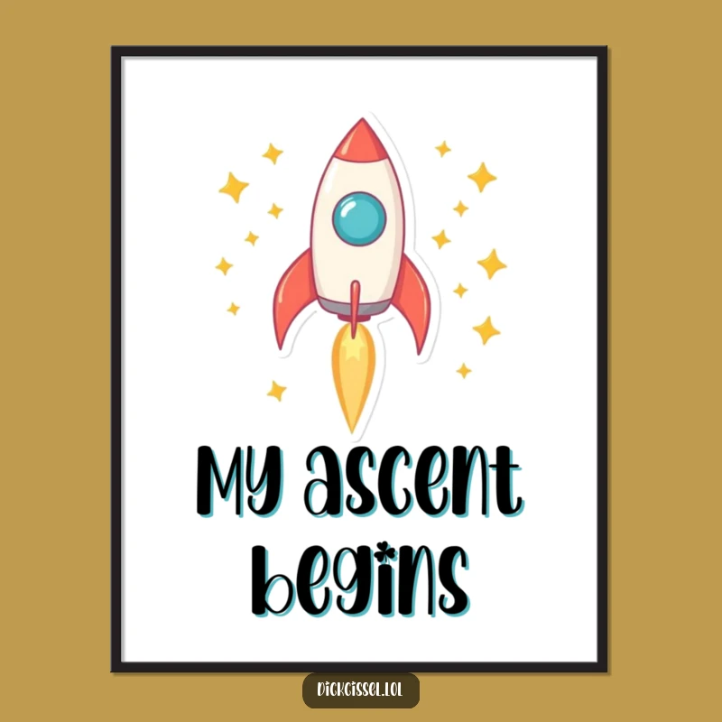Funny Rocket Blast-Off Poster: Dynamic Space Art for Your Walls