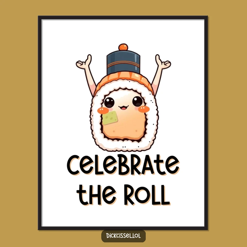 Funny Sushi Celebration Poster - Vibrant Wall Decor, Hilarious Funny Gift Idea