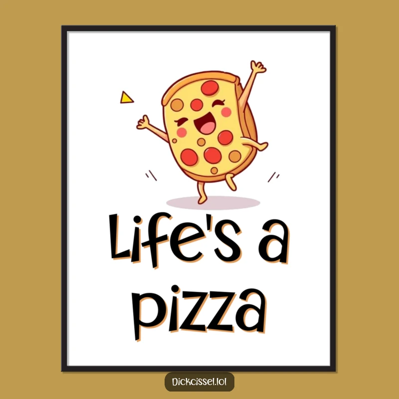 Funny Pizza Cartwheel Poster - Energetic Wall Art for Delicious Fun
