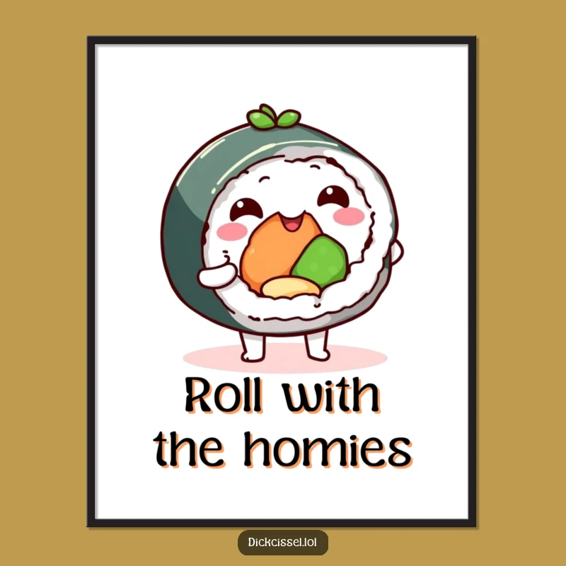 Funny Sushi Roll Poster - Delightful Wall Art for Foodie Fun
