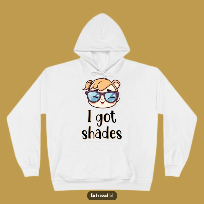 Cozy Funny Sunglasses Sticker Hoodie: Stay Warm with Cheeky Coolness