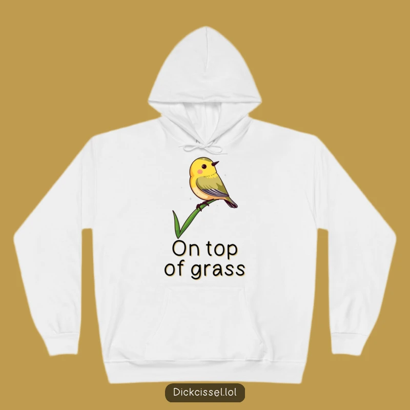 Funny Dickcissel Grass Hoodie: Cozy Perched Bird Design, Wonderful Outdoorsy Funny Gift