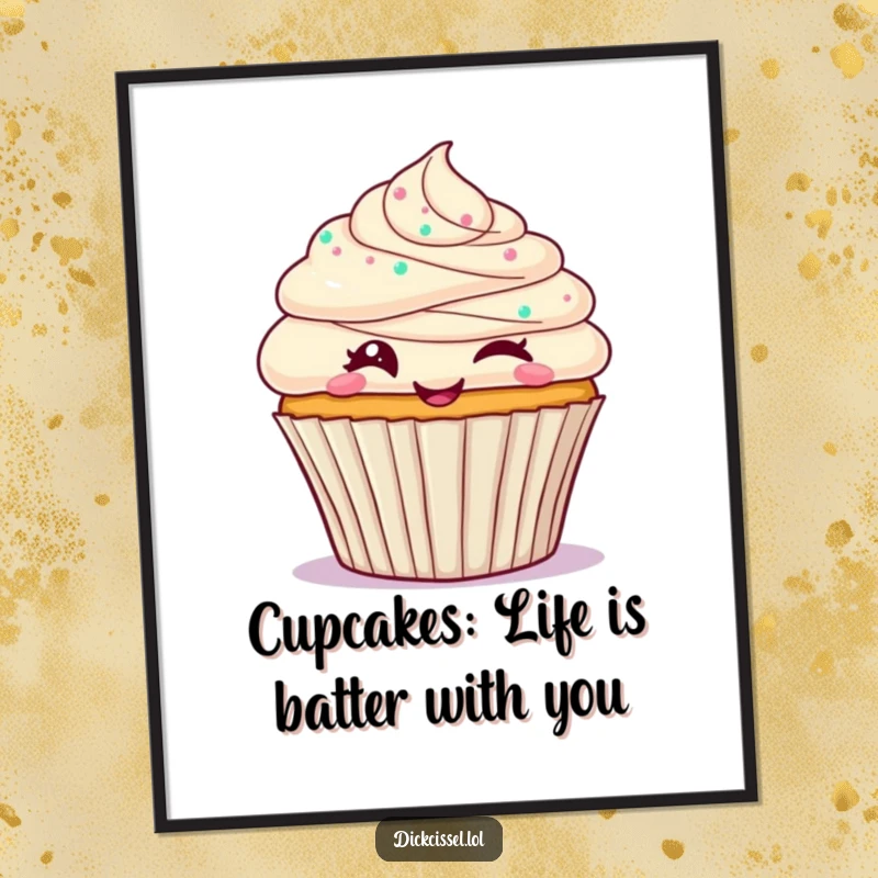 Funny Free Printable Wall Art: A frosted cupcake winks suggestively, adding playful charm to your decor.