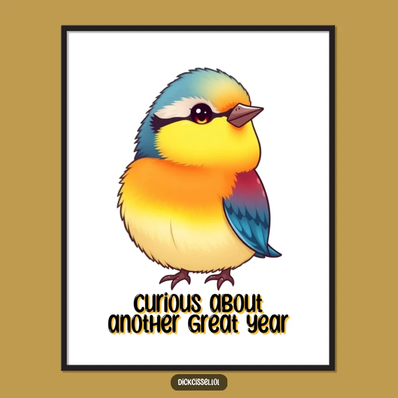 Free Printable Wall Art: Inquisitive Plump Bird Decor, Funny Downloadable Art
