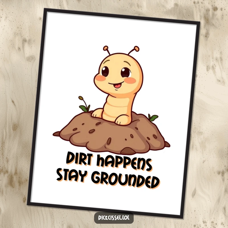 Funny Free Printable Wall Art featuring a mischievous worm popping its head out of soil. A quirky and humorous piece to add personality to your decor.