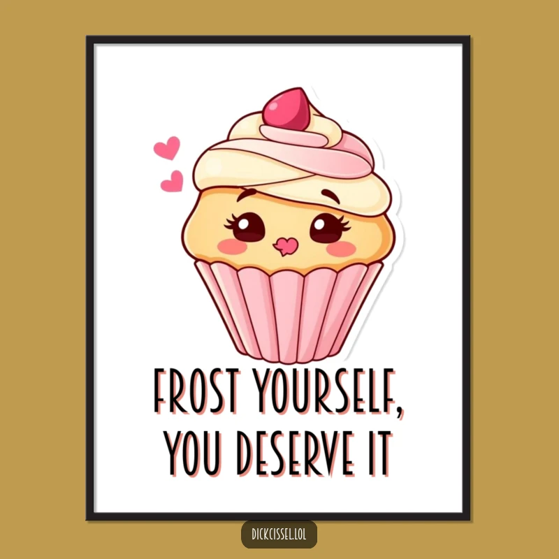 Funny Free Printable Wall Art: Playful Frosting Kiss Cupcake for Instant Kitchen Decor