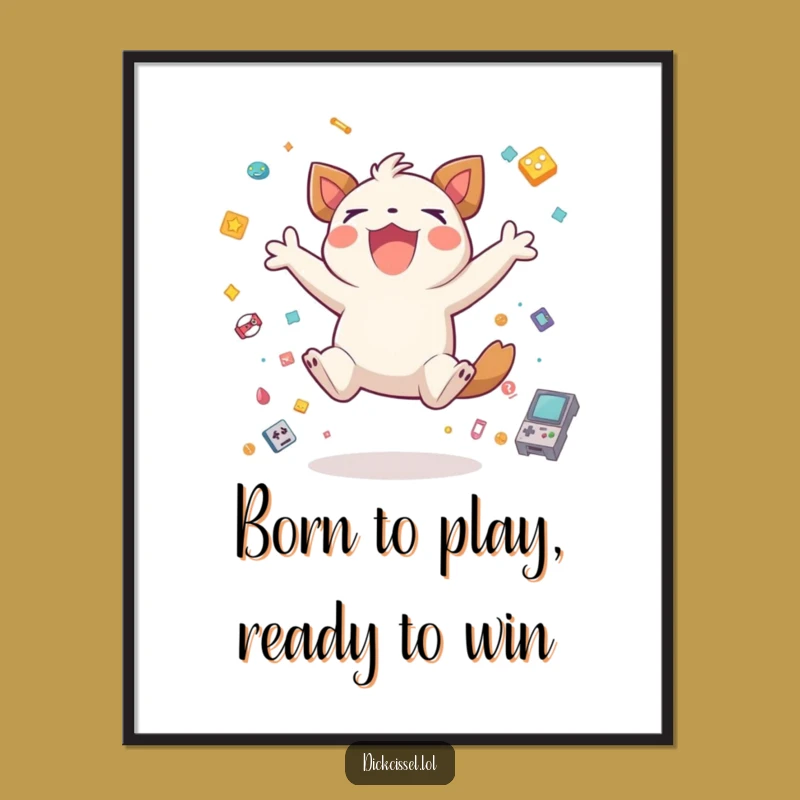 Funny Free Printable Wall Art: Joyful Gamer Creature Decor, Downloadable Art