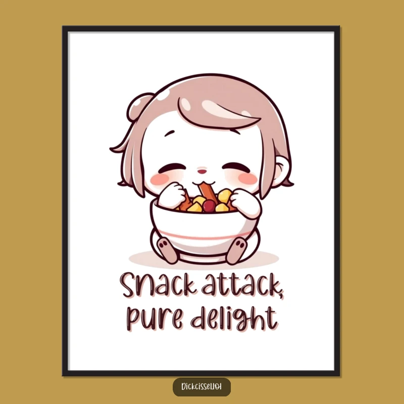 Funny Free Printable Wall Art: Snack Fiend Decor, Downloadable Art